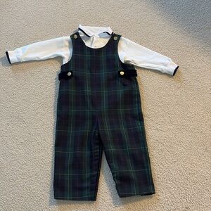 Florence Eiseman plaid Longall with long sleeve polo, size 24M
